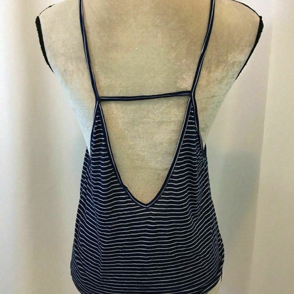 NWOT LF Blue and White Striped Strappy Tank Top - Picture 2 of 4